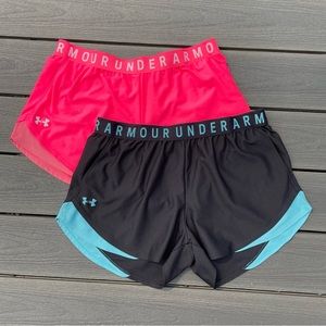 (2 Pairs) Under Armour Running Shorts Pink & Black/Blue